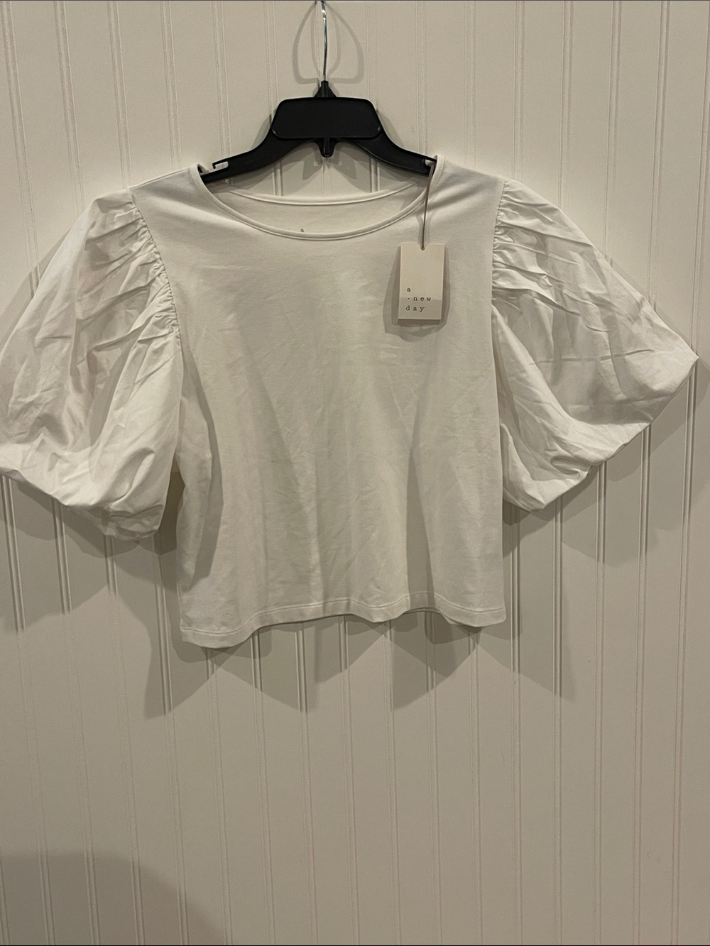 a new day White Puff-Sleeve Boxy Top